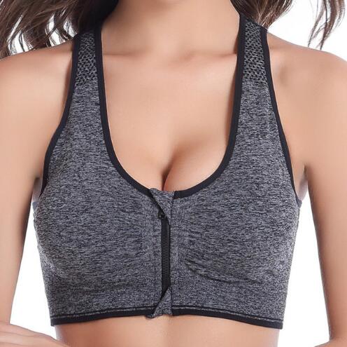 Women Zipper Push Up Sports Bras Running Yoga Vest Sports Tops
