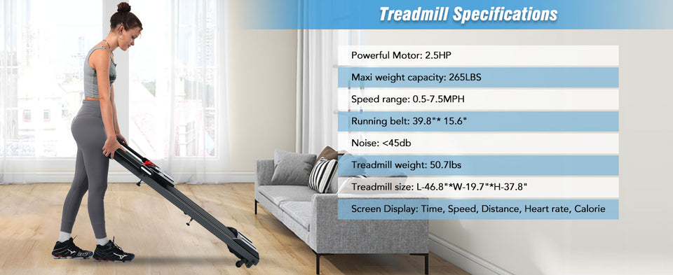 NEW Folding Treadmills Walking Pad Treadmill for Home Office -2.5HP Walking Treadmill With Incline Bluetooth Speaker