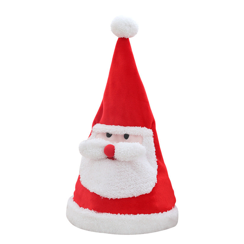 Soft Kawaii plush toy electric light-emitting movable Christmas Hat Plush Toy hat as a Christmas gift for children