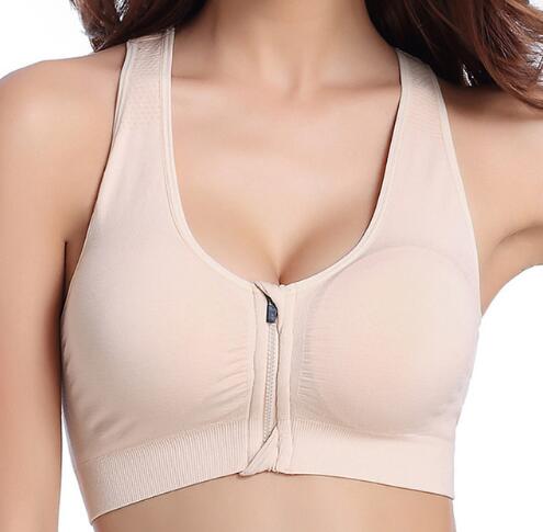 Women Zipper Push Up Sports Bras Running Yoga Vest Sports Tops