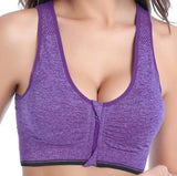 Women Zipper Push Up Sports Bras Running Yoga Vest Sports Tops