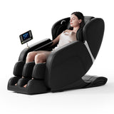 Full body deep tissue massage chair, foot massage, 8 fixed massage rollers, touch screen suitable for 5.1-5.75 feet high (black)